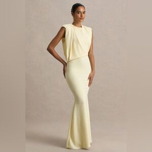 Lub L London. Lemon Boat-Neck Maxi Dress With Draped Detail. Size 8. NWT.